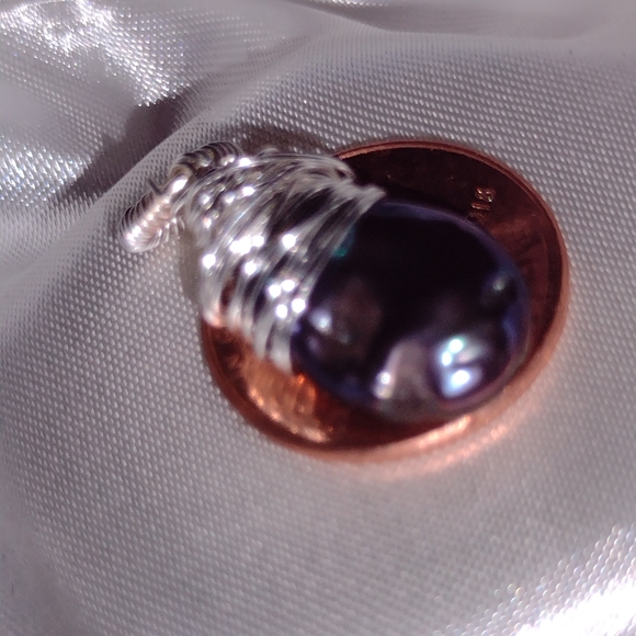 Tahitian Blister Pearl Set in Sterling Silver Diam - Picture 13 of 15